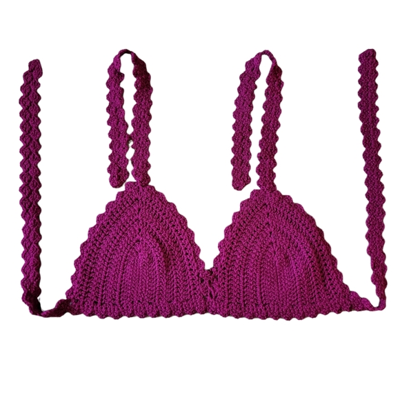 Handmade Crochet Lace Bikini Bra - Lingerie, Bikini Top, Lace Bralette - Picture 6 of 9